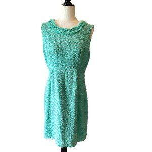 Kate Spade New York Sleeveless Tweed Textured Sheath Dress Size 12 Teal